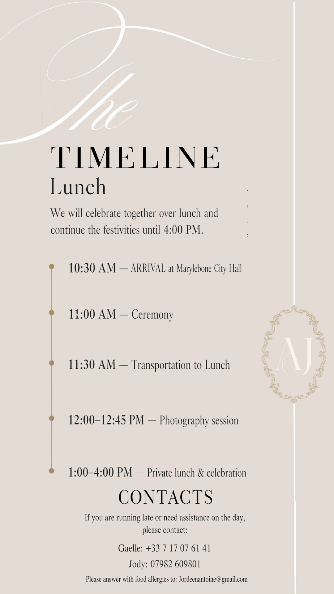 Wedding Timeline